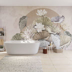 Blush Lotus Wallpaper : Large Lotus Flower Leaf Mural