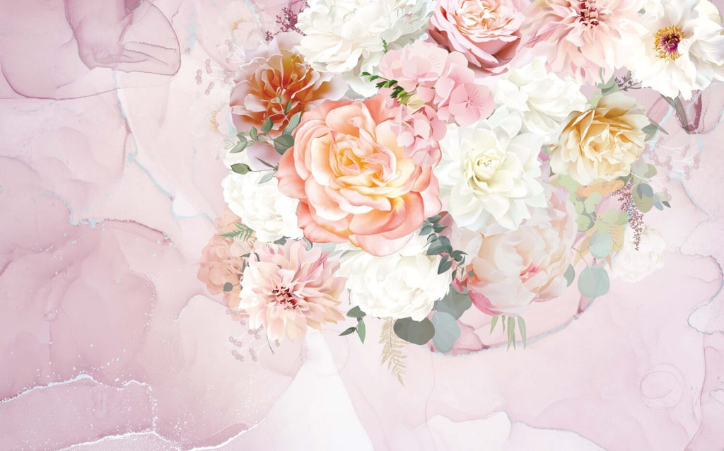 Blush Peony Wallpaper : Large Watercolor Rose Mural - View 2