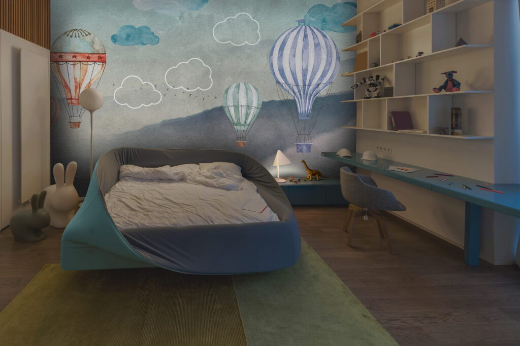 Watercolor Hot Air Balloon Wallpaper : Pastel Hills Kids Mural