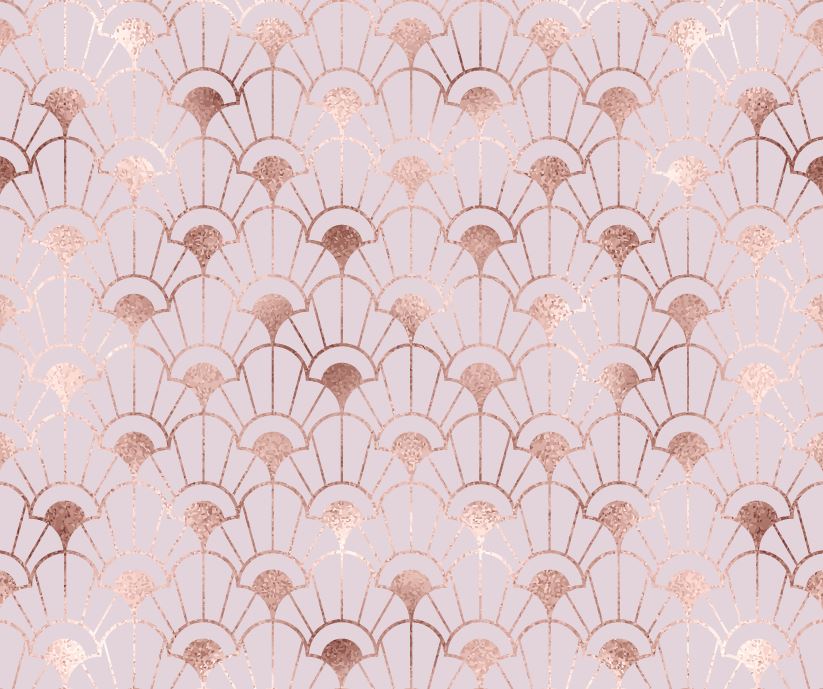 Pink Art Deco Wallpaper : Rose Gold Fan Geometric Pattern - View 2