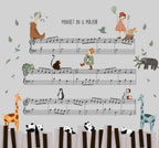 Music Notes Wallpaper : Animals on Sheet Music Kids Mural - View 2