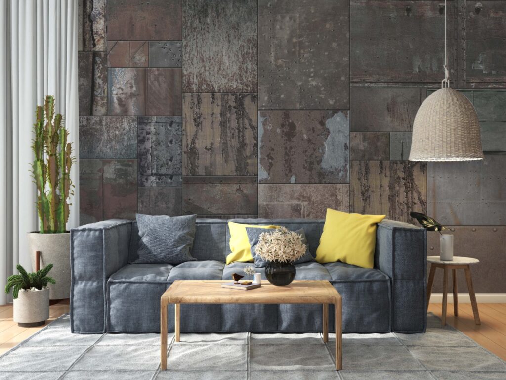 Rusty Concrete Wallpaper : Brown Industrial Panel Mural