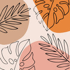 Orange Boho Leaf Wallpaper : Line Art Terracotta Shapes Mural - View 2