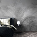 Grey Feather Palm Wallpaper : Soft Monochrome Leaf Mural