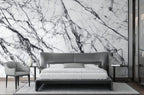 White Marble Wallpaper : Black Veined Stone Mural