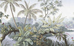 Misty Jungle Wallpaper : Tropical Forest Bird of Paradise Mural - View 2