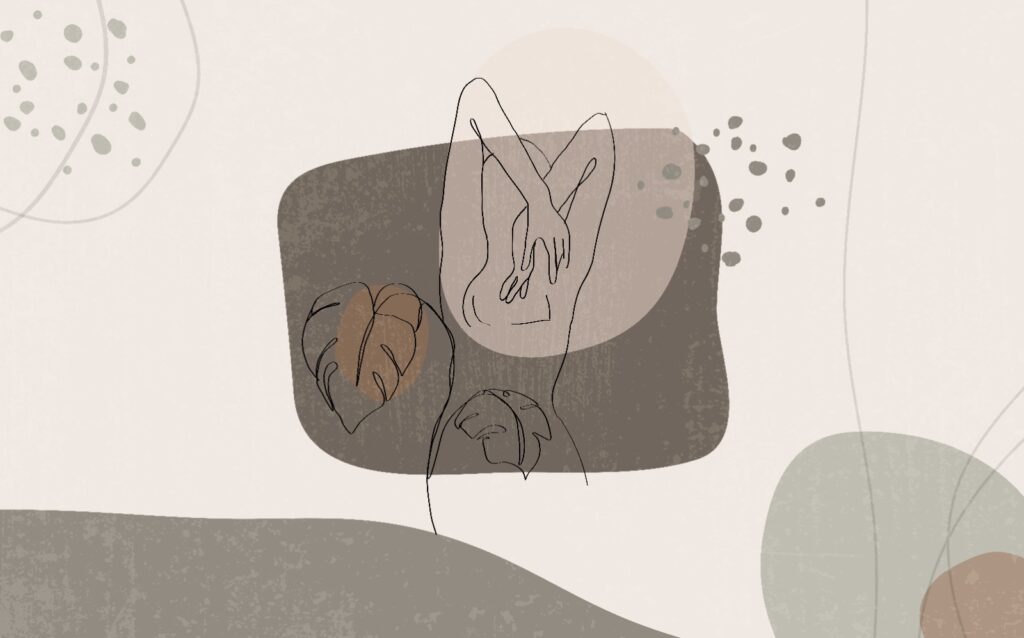 Line Art Woman Wallpaper : Earthy Abstract Figure Mural - View 2
