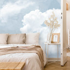 Light Blue Sky Wallpaper : Soft Watercolor Clouds Kids Mural