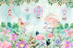 Balloon Elephant Wallpaper : Watercolor Butterfly Kids Mural - View 2