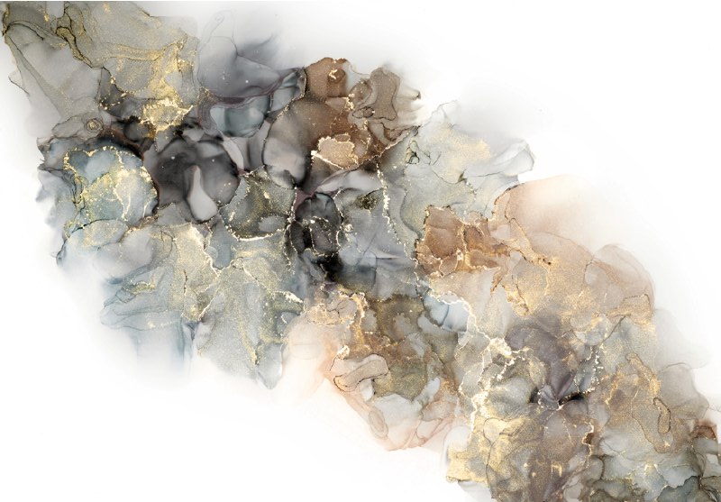Smoky Alcohol Ink Wallpaper : Grey Gold Marble Mural - View 2