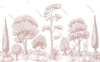 Sepia Line Forest Wallpaper : Toile Tree Sketch Mural - View 2