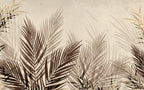 Brown Palm Leaf Wallpaper : Neutral Tropical Fronds Mural - View 2