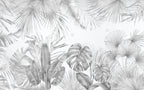 Black And White Monstera Wallpaper : Grey Tropical Leaf Mural - View 2
