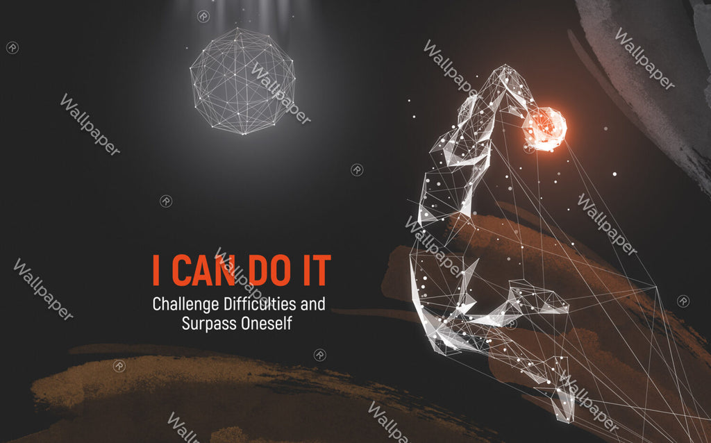 I Can Do It Wallpaper : Geometric Wolf Motivational Mural - View 2