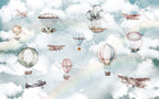 Hot Air Balloon Wallpaper : Pastel Sky Kids Mural - View 2