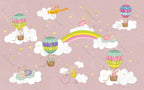 Pink Rainbow Balloon Wallpaper : Clouds And Stars Kids Mural - View 2