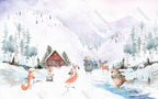 Winter Animals Wallpaper : Snowy Forest Kids Mural - View 2