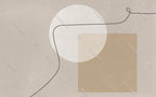 Beige Mid Century Shapes Wallpaper : Neutral Circle Line Mural - View 2