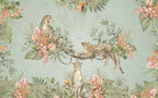 Sage Leopard Jungle Wallpaper : Tropical Branch Mural - View 2