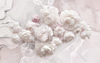 White Peony Wallpaper : 3D Marble Effect Blush Flowers Mural - View 2