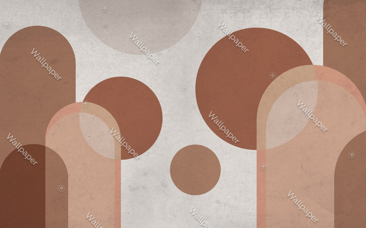 Terracotta Arches Wallpaper : Beige Boho Shapes Mural - View 2