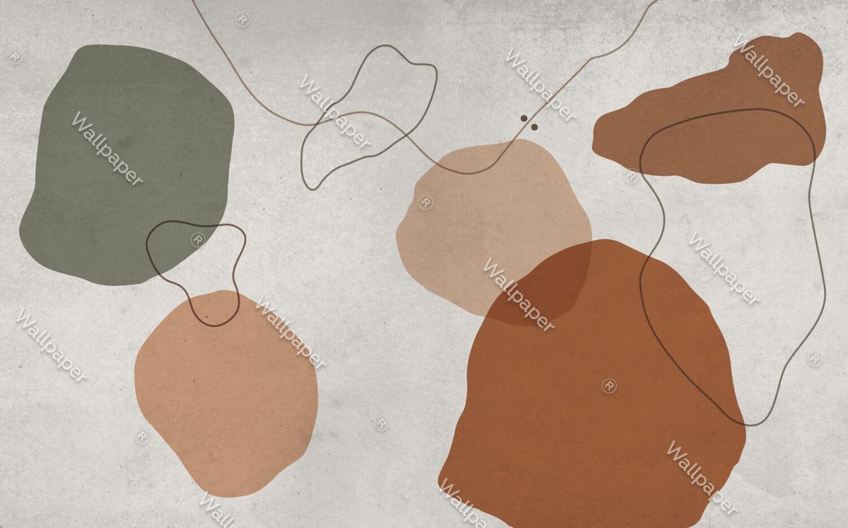 Soft Organic Shapes Wallpaper : Rust and Sand Abstract Mural - View 2