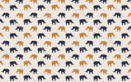Elephant Pattern Wallpaper : Navy And Mustard Elephants On Beige - View 2