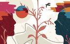 Colorful Faces Wallpaper : Pop Art Profiles and Tree Mural - View 2