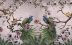 Pink Peacock Wallpaper : Magnolia Branch Chinoiserie Mural - View 2