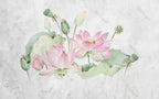 Pink Lotus Wallpaper : Watercolor Lotus Pond Mural - View 2