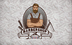 Barbershop Wallpaper : Retro Bearded Barber Emblem Mural - View 2