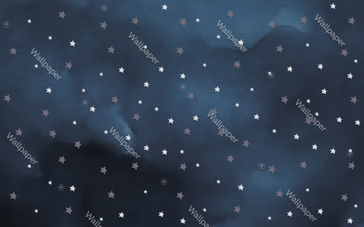 Navy Star Wallpaper : Night Sky Kids Pattern - View 2