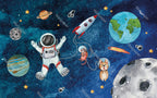 Cute Space Astronauts Wallpaper : Cat Astronaut Galaxy Mural - View 2