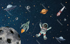 Rocket Astronaut Wallpaper : Moon and Planets Space Mural - View 2