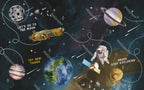 Space Adventure Wallpaper : Planets, Spaceship and Astronaut Mural - View 2