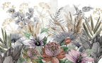 Tropical Flower Wallpaper : Purple Passionflower And Leaves Mural - View 2