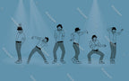 Dancing Men Wallpaper : Line Art On Blue Mural - View 2