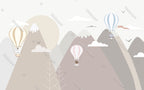 Soft Mountain Balloons Wallpaper : Pastel Peaks Nursery Mural - View 2