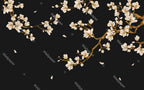 Black Magnolia Wallpaper : Cream Blossoms On Dark Mural - View 2