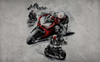 Motorcycle Racing Wallpaper : Red Sport Bike Sketch Mural - View 2