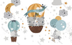 Koala Balloon Wallpaper : Grey Hot Air Balloon Nursery Mural - View 2