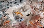 Koi Fish Wallpaper : Floating Among Flowers Art Mural - View 2