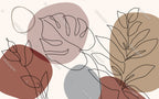 Line Art Leaf Wallpaper : Boho Blush Shapes Mural - View 2