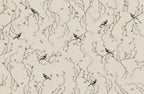 Beige Cherry Blossom Bird Wallpaper : Chinoiserie Branch Pattern - View 2