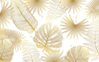 Gold Monstera Line Wallpaper : Tropical Leaf Art Mural - View 2