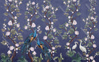 Indigo Peony Peacock Wallpaper : Chinoiserie Blossom Mural - View 2