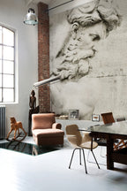 Zeus Statue Wallpaper : Classical Marble Bust Sepia Mural - View 3