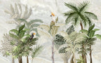 Tropical Bird Wallpaper : Soft Cream Jungle Mural - View 2