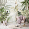 Tropical Bird Wallpaper : Soft Cream Jungle Mural