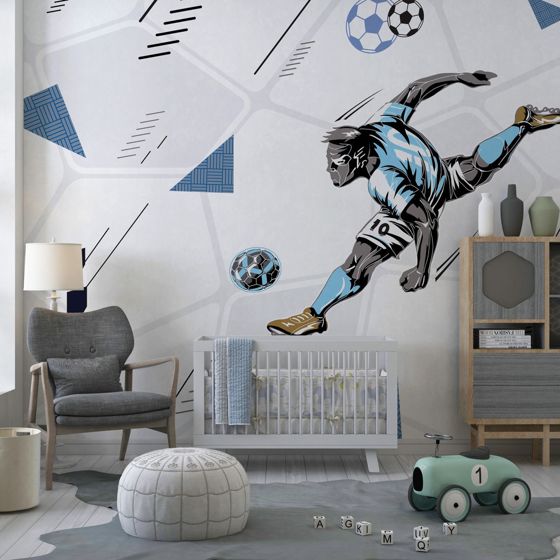 Sports Wallpaper, Football Wall Mural, Sports Peel Stick, Nursery Wall Mural, Kid Room Decor, Soccer Themed Wallpaper, removable wallpaper